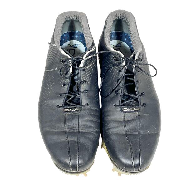 Footjoy FJ DNA Helix Spiked Golf Shoes Mens 9 Black Leather 53455 Used - Picture 3 of 8